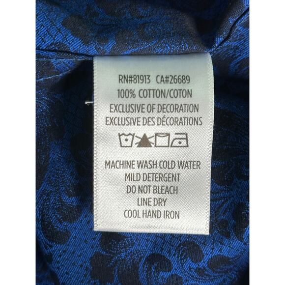 Robert Graham  Blue Black Floral Paisley Classic Fit Shirt size Large - Picture 4 of 11